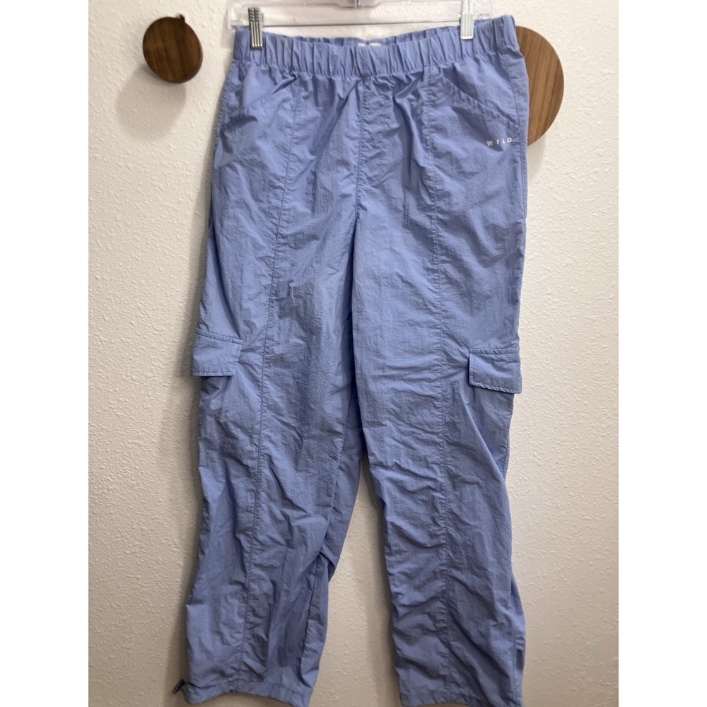 Wilo The Label Anthropologie Blue Cargo Pants Elastic Waist Ankle Toggle Small
